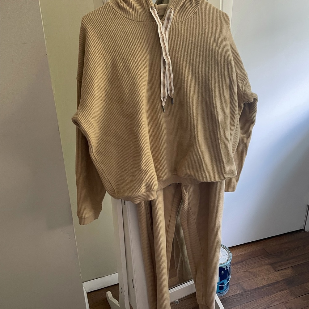 Aerie Cord Tan Sweatsuit BOTH SIZE M